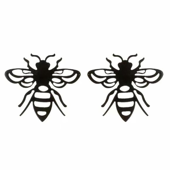 Bumble Bee Stainless Steel Stud Earrings #814 (Color: Silver) - Picture 6 of 12